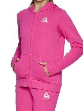 Reebok Girls Hot Pink Hoodie & Pants Activewear Casual Set Size M/L